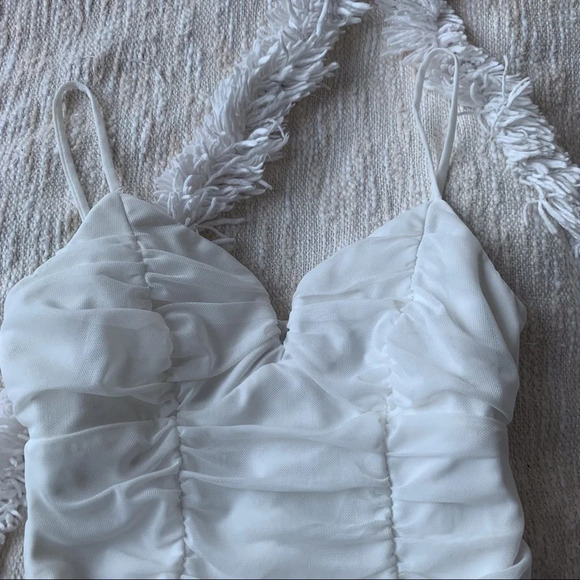 Princess Polly White Ruched Mesh Bodysuit - Picture 2 of 6